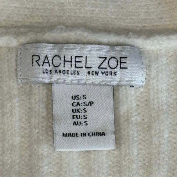 Rachel Zoe Argyle Cardigan Sweater Women's S | Cream & Gray | V-Neck | EUC - Picture 4 of 11